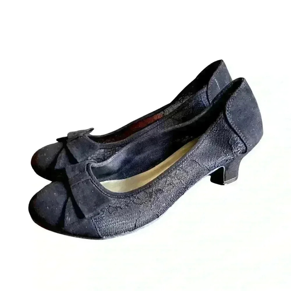 - American Eagle Black Slide On Pumps Size 5 - Picture 1 of 9